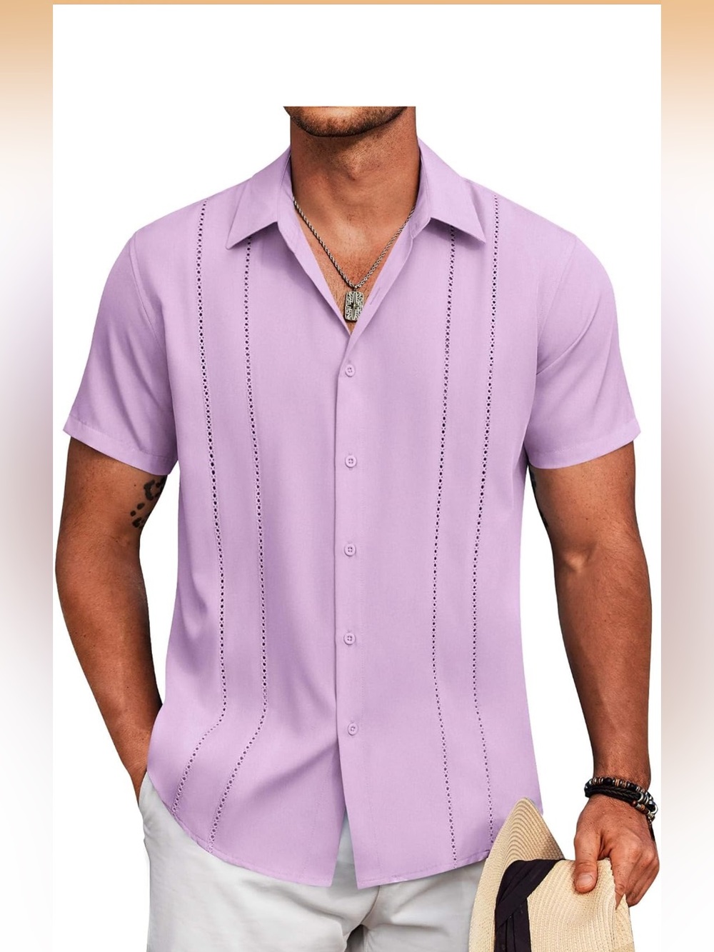 Mens Cuban Guayabera Shirt Short Sleeve Button Down Shirt